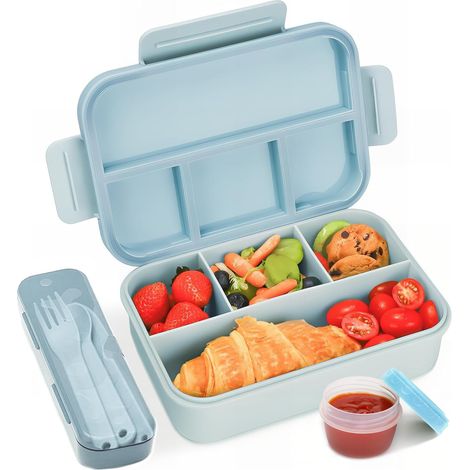 Lunch Box 1300ML, Anti-Fuite Boîte à Déjeuner Bento Box avec 4 Compartiments Boîtes Bento avec Couverts, Boîte à Déjeuner en Plastique Adulte et Enfant Pour, Pique-Niques Travail École (1/5)