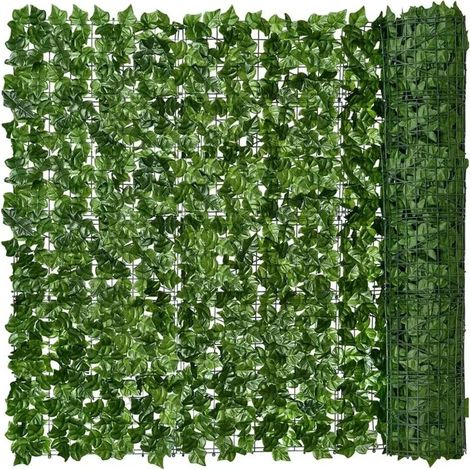 (Vert pomme clair, 50 x 300 cm) Panneaux de haie artificielle en lierre, fausses plantes vertes, brise-vue pour la décoration de votre maison, cour ou jardin.