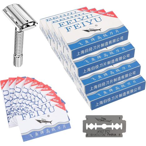 100 Lames de Rasoir de Sûreté en Acier Inoxydable pour Rasage Homme Doux (1/5)