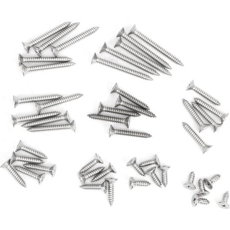 Lot de 45 vis autotaraudeuses inox 304 tête fraisée cruciforme M6 longueurs variées (1/5)