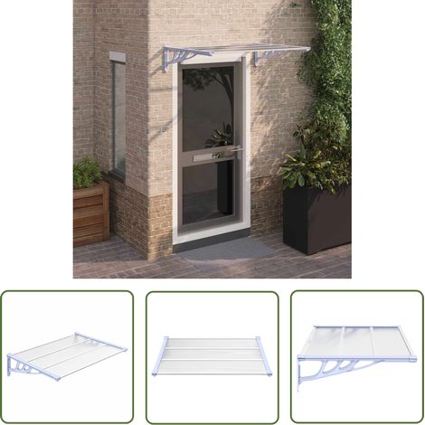 The Living Store Auvent de porte Gris et transparent 122x90 cm Polycarbonate - Auvent De Porte - Abri Porte - Protection Contre La Pluie - Store Extérieur - Protection Solaire (1/5)