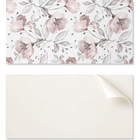 Panel de vinilo autoadhesivo con estampado floral en acuarela de 100x50 cm