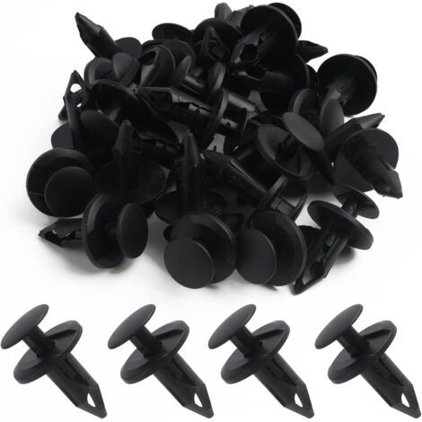 8mm Rivet clips en plastique voiture trou moto rivet carénage garniture attaches de type poussoir clips de retenue clips 30 pièces de rechange pour la plupart des modèles de voiture noir (1/5)