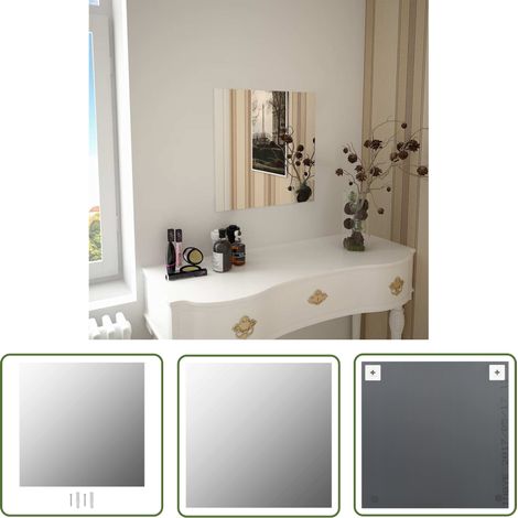 The Living Store Miroir mural carré 50 x 50 cm Verre - Miroir Mural - Miroir Design - Miroir Argenté - Miroir Salle De Bain - Miroir Chambre (1/5)
