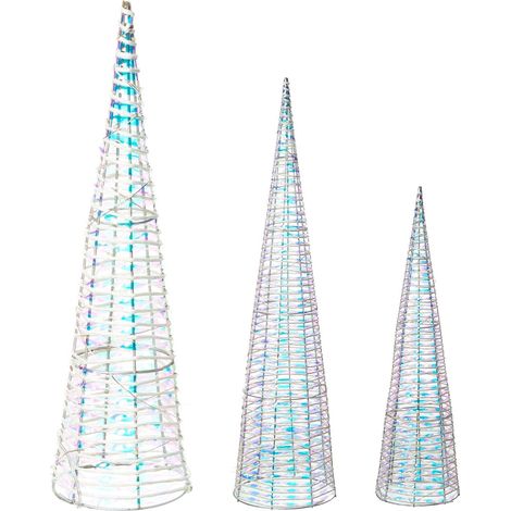 Weihnachtsdekoration 3er Set LED SONDER Weihnachtsbaum 40/60/80 cm Weiß
