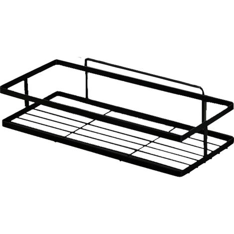 Étagère de rangement suspendue pour toilettes, sans perçage, simple/double niveau, étagère de rangement multifonctionnelle pour salle de bain, double niveau, noire. (1/5)