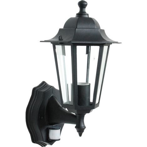 Applique extérieure avec détecteur 60W E27 – Fonte d'aluminium noire – Indice de protection IP43 – Angle de détection 120° – Distance 8m (1/2)
