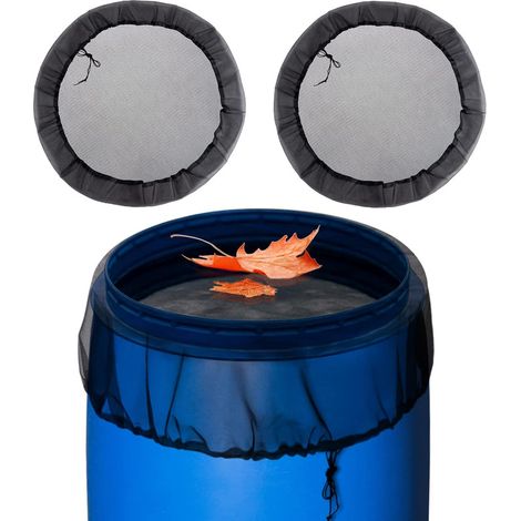 Regentonnen-Schutznetz – 100 cm – 2 Stück – Praktischer Kordelzug – Verhindert Blätter und Mücken