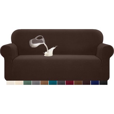 JSSEVN - Wasserdichter Stretch-Jacquard-Spandex-Sofabezug mit Anti-Rutsch-Schaumstoff (3-Sitzer, Schokoladenbraun) (1/5)