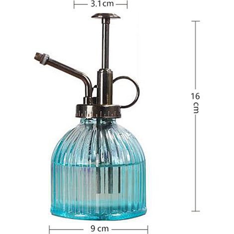 Pulvérisateur à plantes en verre vintage 330ml, pompe métallique verte, buse ajustable pour orchidées et succulentes, design rétro élégant (1/4)