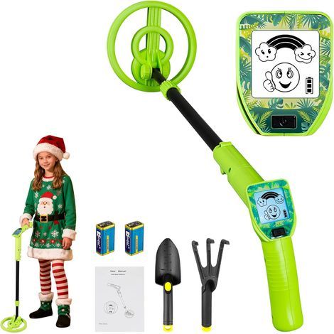 Rilevatore di metalli per bambini, 60-86 cm, regolabile, portatile, leggero, color oro, con divertente schermo LCD per l'esplorazione all'aperto. (1/5)
