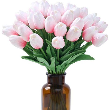 Tulipe Artificielle - 15 Pièces - Hauteur 35 Cm - Tige Métallique Flexible - Pour Décoration Maison Cuisine Mariage Bouquet (1/5)