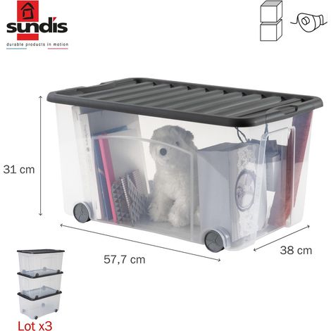 Set di 3 pattumiere trasparenti in polipropilene SUNDIS, L.38 x H.31 cm, 50 l SUNDIS (1/3)