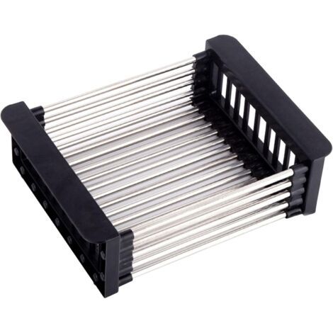Panier de vidange, égouttoir pour évier, Égouttoir télescopique en Acier Inoxydable avec 1 vis, utilisé pour Laver la Vaisselle dans lévier de la Cuisine, égoutter Les Fruits et légumes (Noir, L) (1/5)