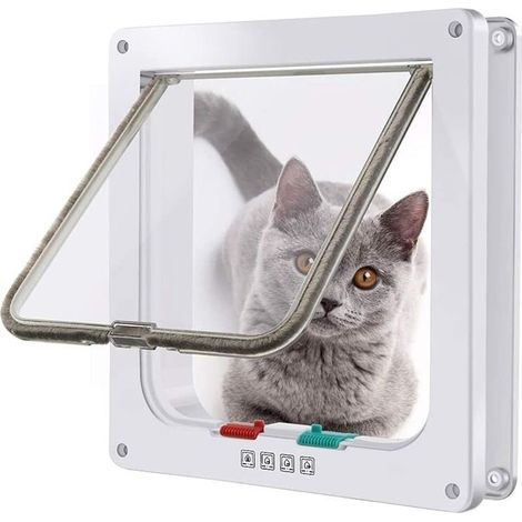 Chatiere magnetic 4 channels for cat and small dogs  Locked  Dimensions 25 × 23,5 × 5,5 cm  Installation on walls and doors (1/5)