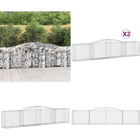 Gabionen mit Hochbogen 2 Stk. 400x50x80/100cm Verzinktes Eisen - Gabionen - Gartenzaun - Gartendeko - Gartengestaltung - Stauraum - Home & Living (1/5)