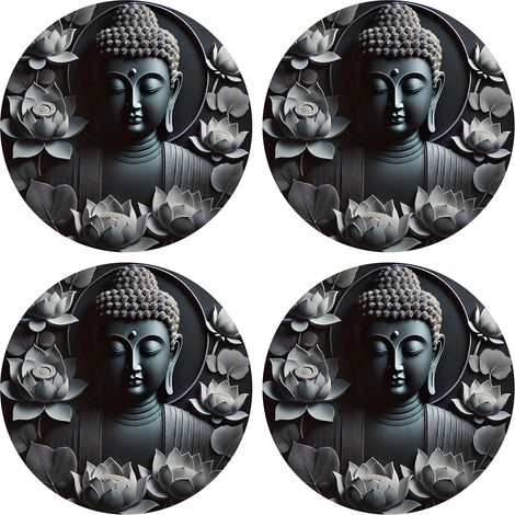 4 dessous de verres noirs sagesse de bouddha Cbkreation