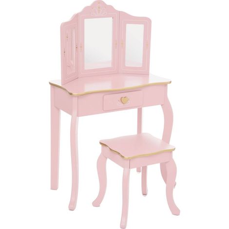 Tocador y taburete para niños Sissi rosa - Atmosphera créateur d'intérieur (1/6)
