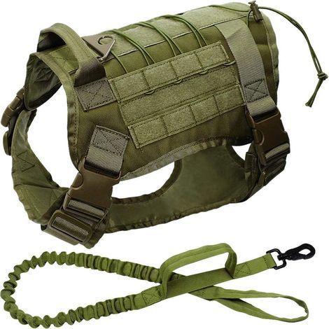 Militaire Tactique Chien K9 Chien De Travail Gilet en Nylon Bungee Laisse Service Chien Formation Militaire Chasse pour Medium Gros Chiens (1/5)