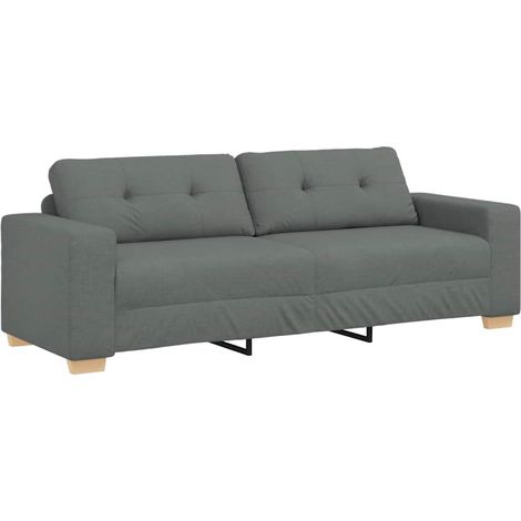 Divano a 3 Posti Sofa Grigio Scuro 220x78x80 cm in Tessuto (1/5)