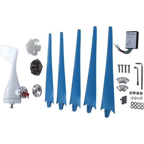 Motor AC à 3 Phases Ventilateur 5 Lame, éolien et éolienne d'énergie Hybride Kit de Générateur d'éoliennes, avec Système de Réglage de la Baie, Ajustement Automatique du Vent (DC12V) (1/5)