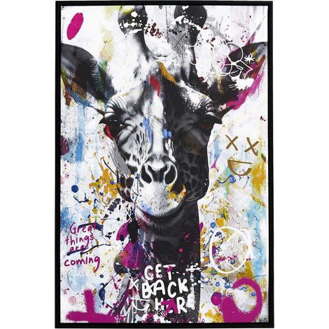 The Home Deco Factory – Tableau girafe coloré 60x90 cm – Design pop art – Couleurs vives pour décoration moderne – Élément central de votre intérieur