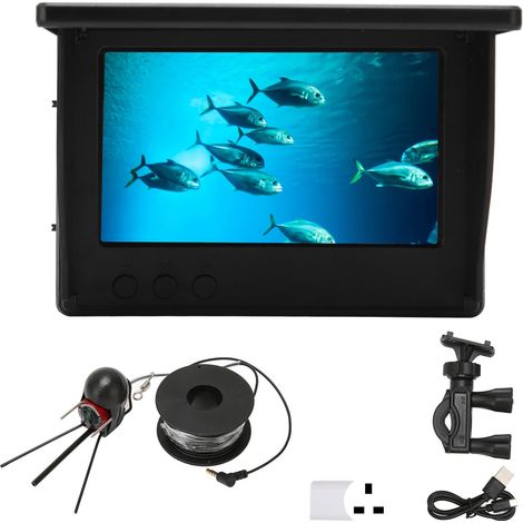 Caméra de pêche sous-marine TN HD 4.3 pouces, étanche IP68, détecteur de poissons avec 12 lumières infrarouges, pour pêche nocturne, alimentation 100-240V, câble 30m/32.8yd, prise UK (1/5)