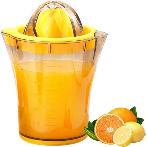 Exprimidor manual de cítricos, Exprimidor de lima, Exprimidor de naranja, Con vaso medidor, Para naranja, limón y lima, 600 ml (1/5)