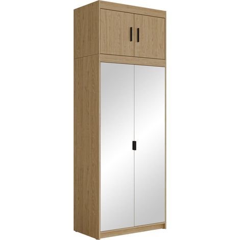 Armario Novduni 119, Roble, 246x90x53cm, Puertas de armario: Con bisagras, Número de estantes: 0