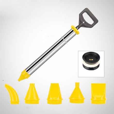 Presse à mortier en acier inoxydable, pistolet à joint monobloc pour mortier, seringue à mortier argent + jaune (1/5)