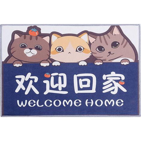 Tapis de sol antidérapant en velours cristal, motif mignon pour chambre ou salle de bain, adapté aux chats (1/2)