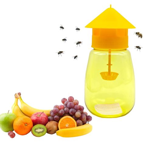 piège à mouche de fruits Piege a Mouche Interieur Réutilisable Pièges à mouches à fruits écologiques et efficaces pour la cuisine, l'intérieur et l'extérieur Pièges à mouches à fruits (jaune) (1/5)