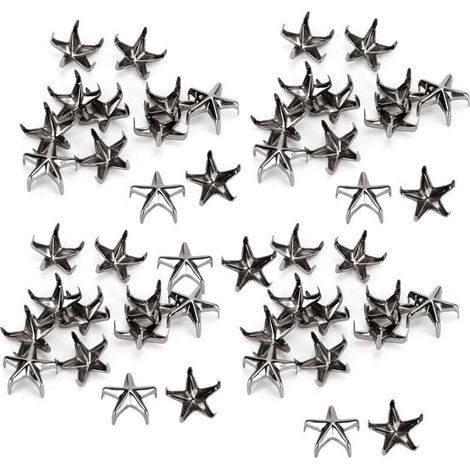 200 Clous à Griffe en Forme d'Étoile 5 Branches, 10MM Noir, pour Décoration DIY de Sacs et Chapeaux (1/5)