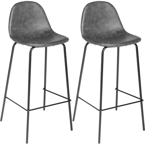 Set aus 2 Barhockern Vladi grau in Lederoptik (1/5)