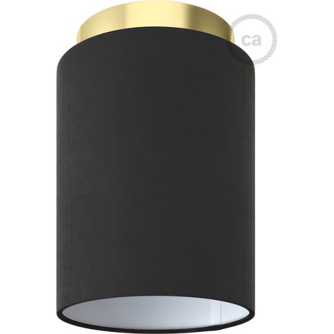 Fermaluce Metal avec Abat-Jour Cylindre, pour montage mural ou au plafond Sans ampoule - Laiton - Toile Noire (1/5)