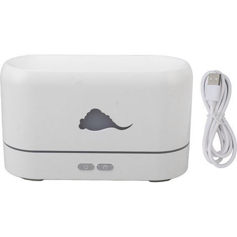 Humidificateur, diffuseur d'arômes, lumière à motif flamme, haut-parleur Bluetooth, décoration intérieure blanche (1/5)