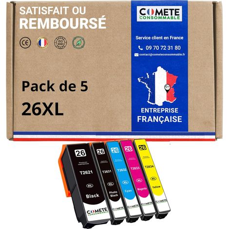 Cartouches d'encre Compatibles avec EPSON 26 26XL - Lot de 5 (1/5)