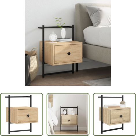 vidaXL Mesita de noche de pared roble Sonoma 35x30x51 cm (1/5)