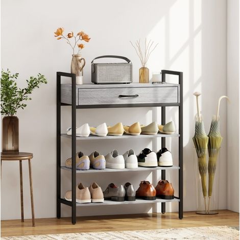 Scarpiera 4 livelli con cassetto, fino a 9 paia, 70 x 30 x 87,6 cm, grigio HAVRYA (1/5)