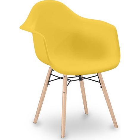 Sedia da Pranzo Design Scandinavo - Gambe in Legno - Nordika Giallo (1/4)