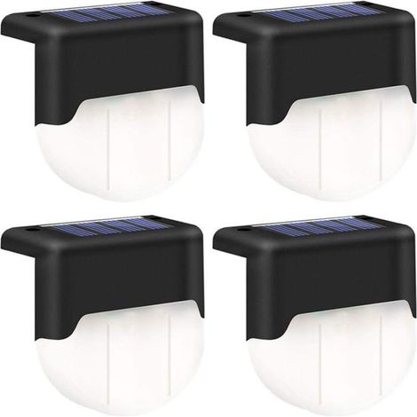 Lampes solaires pour pont, scène extérieure, clôture, éclairage LED, blanc et noir, lot de 4 (1/5)