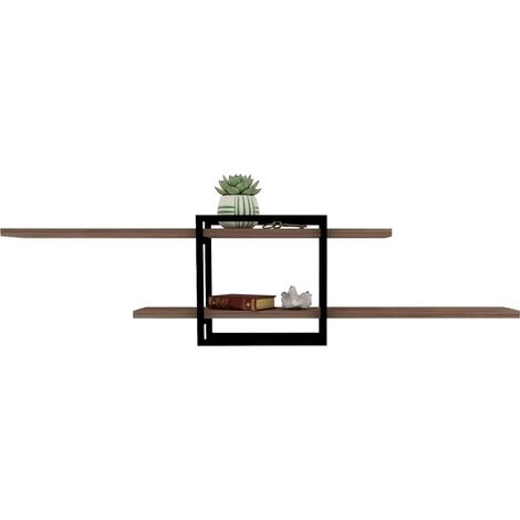 Regal Tuili, 2 Böden, Gestell Schwarz, Eichenoptik, 120x18x30h cm Eichenbraun