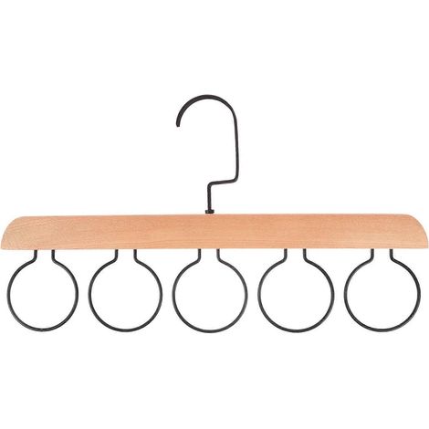 Organisateur de placard multifonctionnel en bois pour foulards, cravates, ceintures et châles, avec 5 boucles-36.00X19.50X1.20CM (1/4)