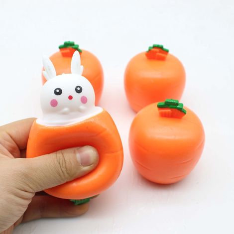 lot De 2 Jouets Anti-stress Lapin Carotte (couleur Alatoire), Jouets Presser De Dessin Anim, Jouets Presser Drles, Jouets Anti-stress Pour Anima (1/5)
