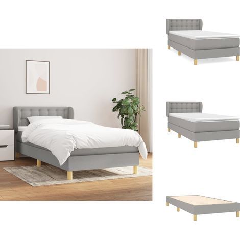 Sommier à lattes de lit avec matelas Gris clair 100x200cm Tissu - Lit Plateforme - Lit Tapissier - Lit Double - Literie - Chambre À Coucher (1/5)