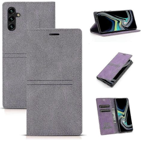 Étui de téléphone compatible Samsung Galaxy A14 5G en cuir PU anti-rayures avec fermeture magnétique et protection intégrale. Coque intérieure en TPU avec support et portefeuille intégré. (1/4)