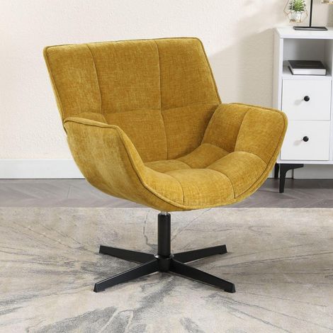 Loungesessel mit 360° Drehung, Chenille, Gelb (1/5)