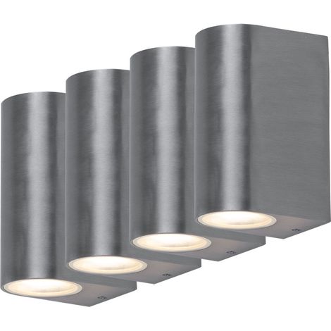 Set di 4 applique LED ALU Up Down illuminazione per facciate patio lampade da esterno argento (1/5)