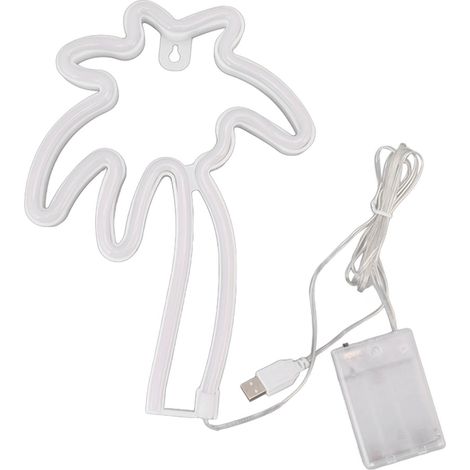 Lampe Neon LED - Lampe de Décoration Murale Arbre de Noël avec feuilles vertes et tronc chaleureux, PVC et ABS, 26.5cm x 19cm, alimentation USB ou 3 piles AA, interrupteur à bascule