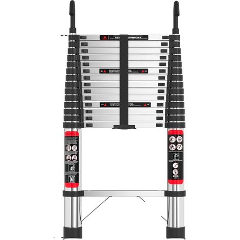 Échelle télescopique, Hauteur, Acier inoxydable, Capacité de charge de 150 kg (1/2)